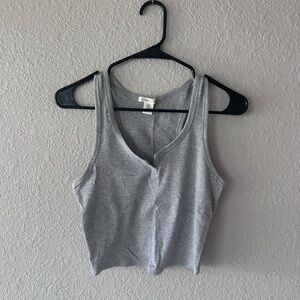 Bozzolo Gray Fitted Crop Tank Top